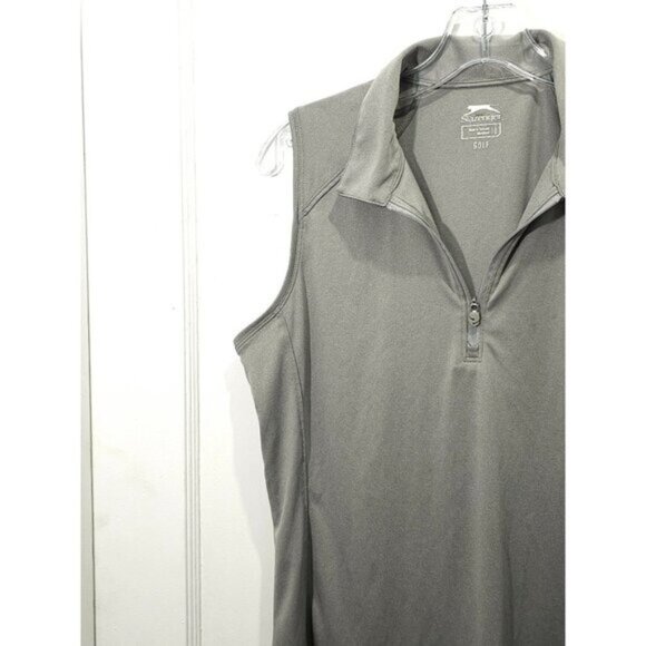Slazenger Women's Golf Shirt - Sleeveless 1/4 Zipper Collar Green Large - Picture 6 of 10